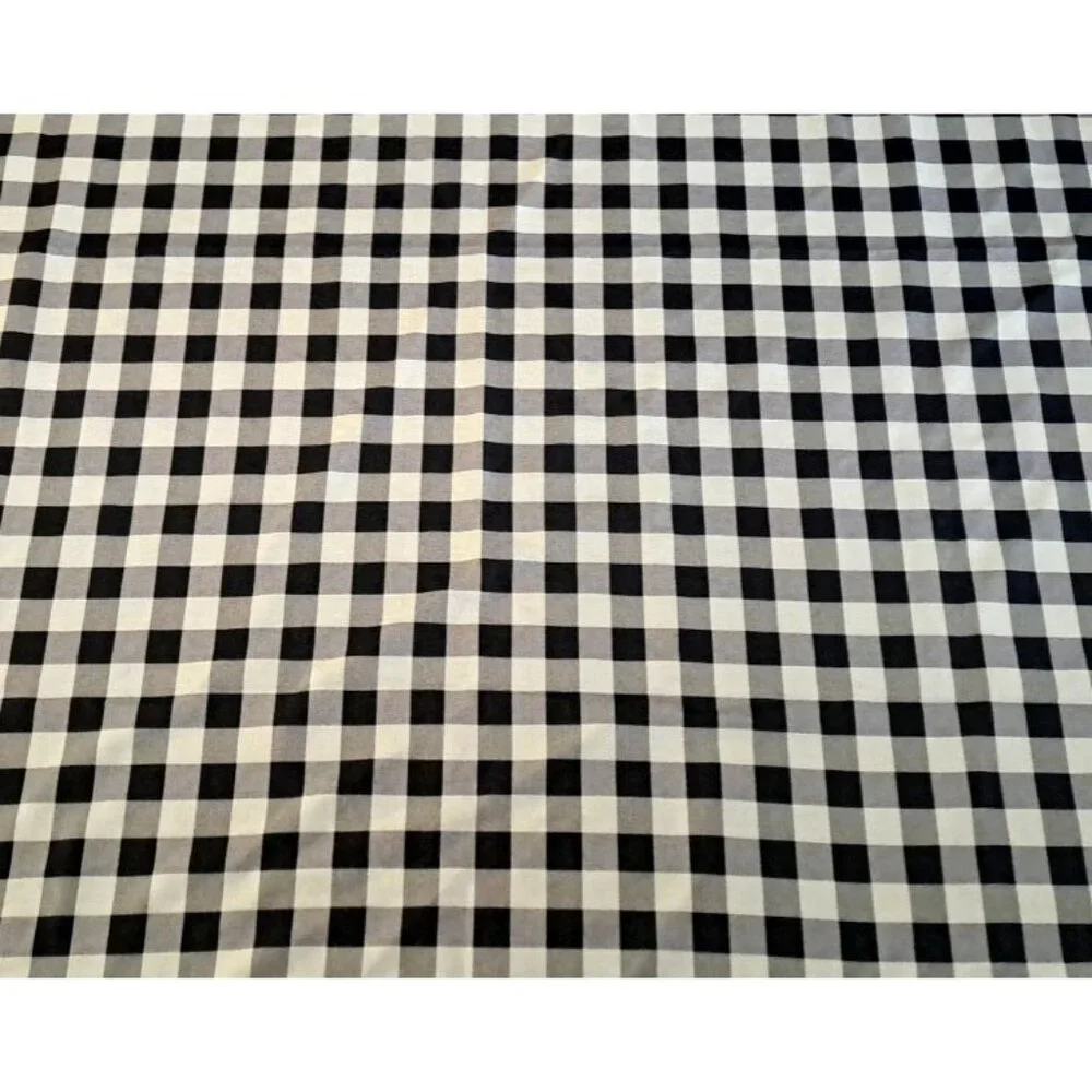 White Black Checked Fabric Shower Curtain Plaid Country Farmhouse Cottage